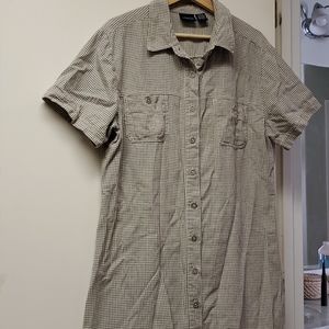 Sage Green Gingham Button Front Dress